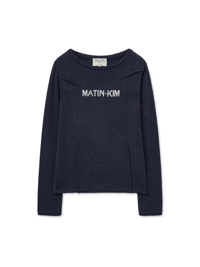 MATIN KIM GLITTER SLIM LOGO KNIT TOP in SIZE M