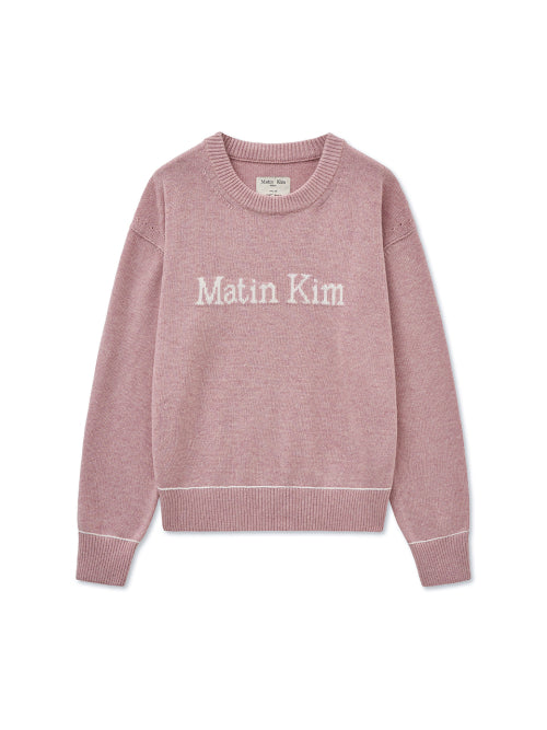 MATIN KIM MATIN KIM Color Trim Line Logo Pullover in Pink