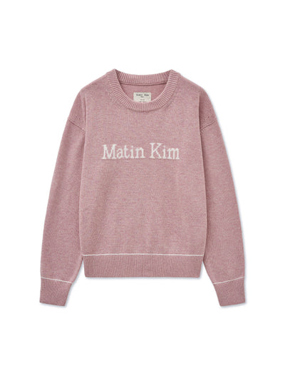 MATIN KIM Color Trim Line Logo Pullover in Pink