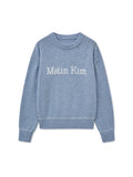 MATIN KIM MATIN KIM COLOR TRIM LINE LOGO PULLOVER in Light Blue