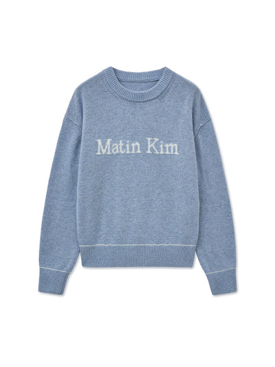 MATIN KIM COLOR TRIM LINE LOGO PULLOVER in Light Blue