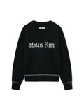 MATIN KIM MATIN KIM Color Trim Line Logo Pullover in Black