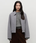 MUSINSA STANDARD WOMAN MUSINSA STANDARD WOMAN Cashmere Blend Handmade Zip-up Jacket (Medium Gray)