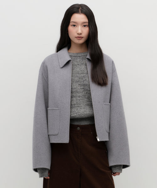 MUSINSA STANDARD WOMAN MUSINSA STANDARD WOMAN Cashmere Blend Handmade Zip-up Jacket (Medium Gray)