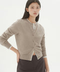 MUSINSA STANDARD WOMAN MUSINSA STANDARD WOMAN Cardigan Round Neck (Heather Light Beige)