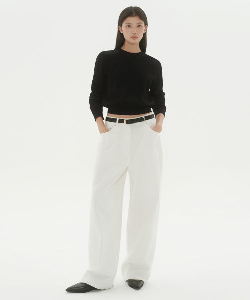 MUSINSA STANDARD WOMAN MUSINSA STANDARD WOMAN Women's Washable Supima Cotton Crew Neck Knit [Black] - Size M