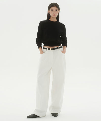 MUSINSA STANDARD WOMAN Women's Washable Supima Cotton Crew Neck Knit [Black] - Size M