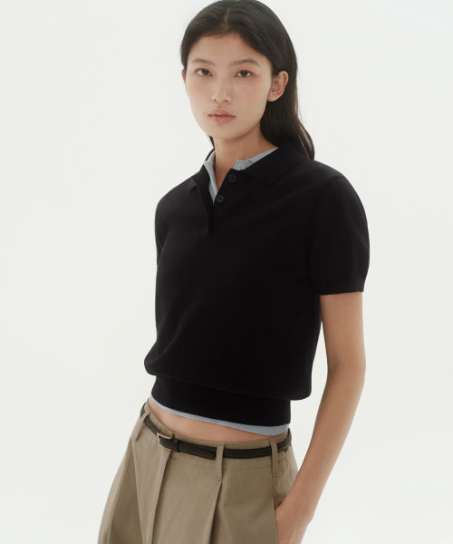 MUSINSA STANDARD WOMAN MUSINSA STANDARD WOMAN Women's Polo Shirt [Black]