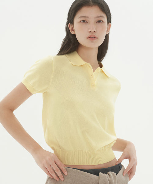 MUSINSA STANDARD WOMAN MUSINSA STANDARD WOMAN Women's Washable Supima Cotton Knitted Polo Shirt [Lemon]