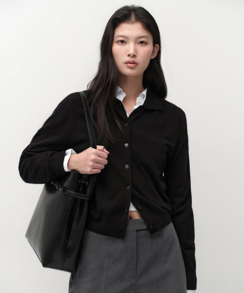 MUSINSA STANDARD WOMAN MUSINSA STANDARD WOMAN Cardigan Essential Collared [Size]