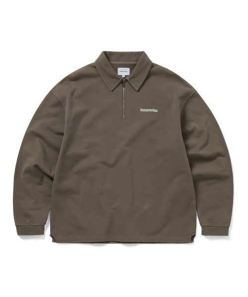 THISISNEVERTHAT THISISNEVERTHAT Half Zip Polo Sweatshirt Dark Mocha