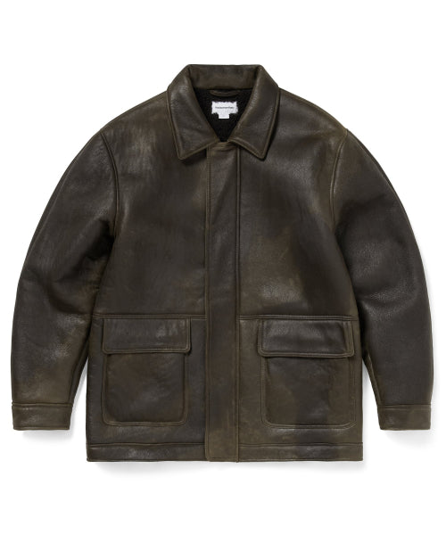 THISISNEVERTHAT THISISNEVERTHAT Washed Shearling Jacket Olive