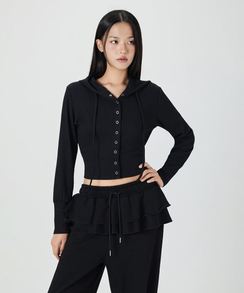 MIXXO MIXXO Ribbed Hoodie Long-Sleeve T-Shirt (C)