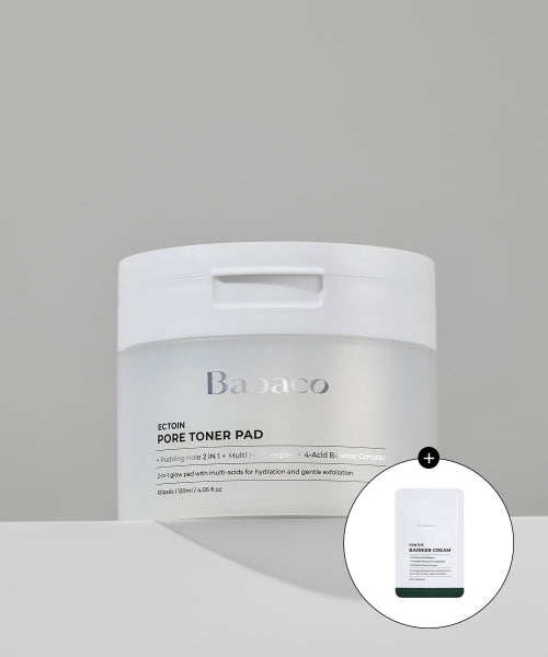 BABACO Actoin Pore Toner Pads 60 sheets (+ Free Pante Barrier Cream Sachet)