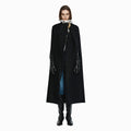 YCH FRINGED WOOL-BLENDED CAPE BLACK (W24OT0041BK)