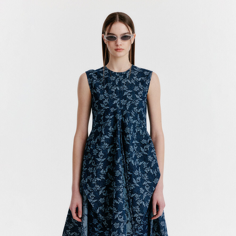 EENK YIMI Jacquard Denim Sleeveless Top - Navy