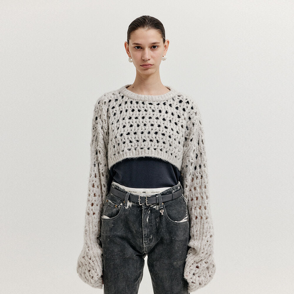EENK EENK XEKO Open Back Crop Knit Top - Grey