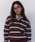 MUSINSA STANDARD WOMAN MUSINSA STANDARD WOMAN Women's Multi-Stripe Collared Knit [Burgundy] Size