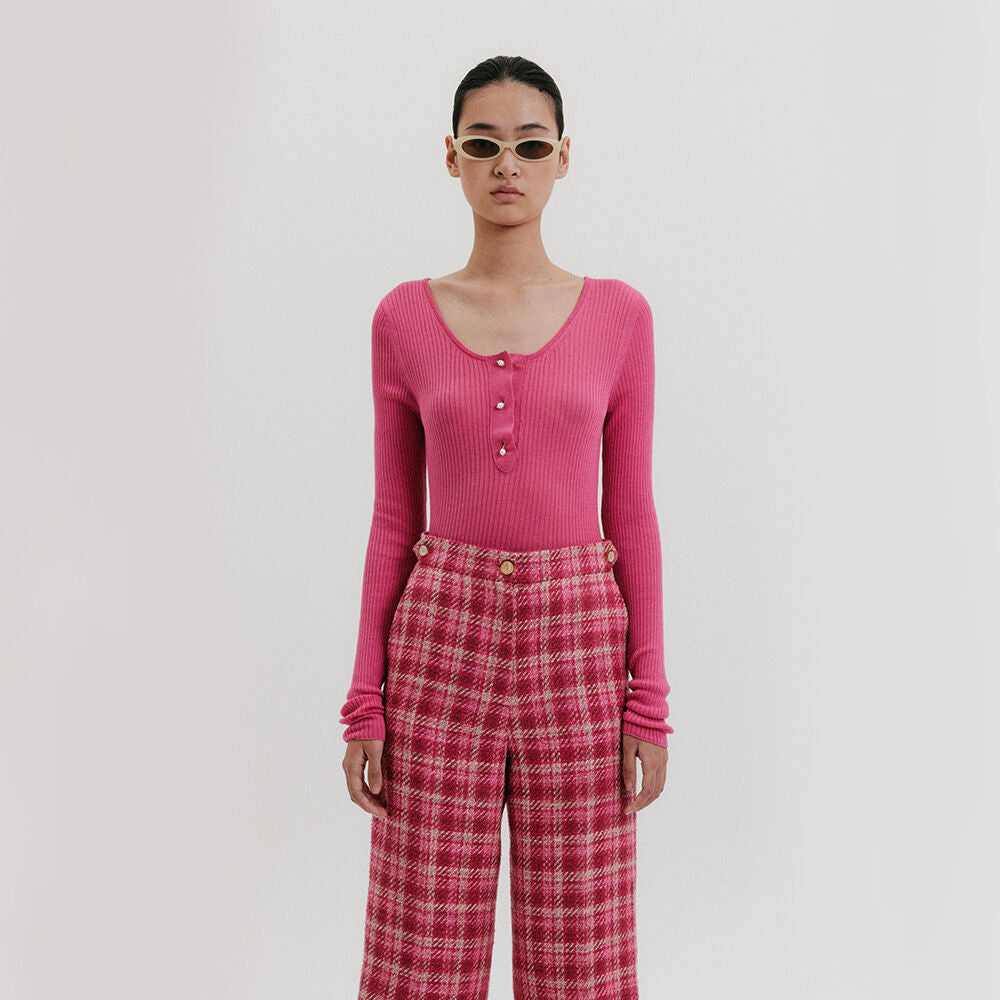 EENK Round Neck Knit Top - Pink