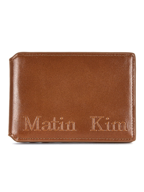 MATIN KIM MATIN KIM Embossed Logo Business Wallet in Camel