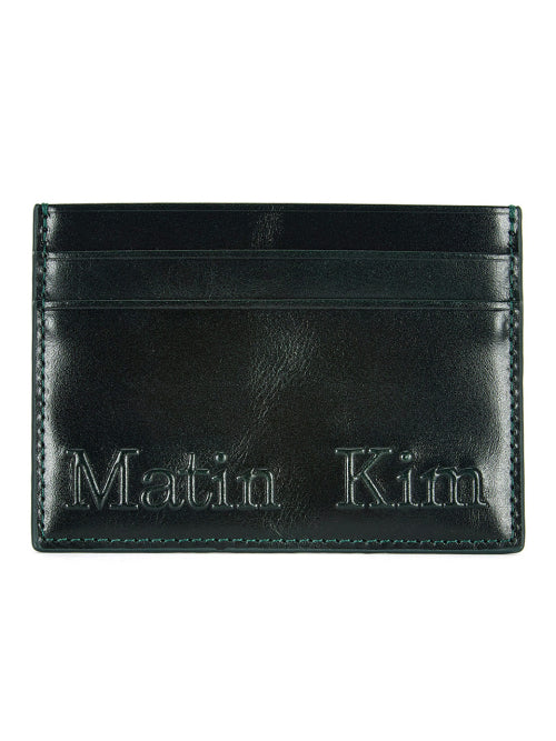 MATIN KIM MATIN KIM Embossed Logo Card Wallet Dark Green