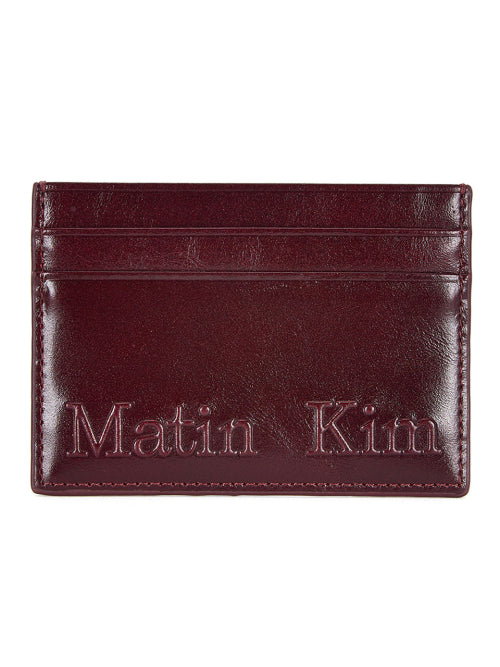 MATIN KIM MATIN KIM Embossed Logo Card Wallet in Burgundy