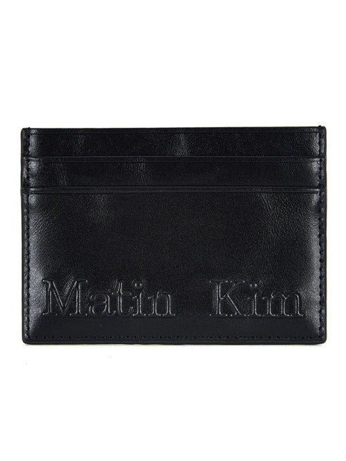 MATIN KIM MATIN KIM Embossed Logo Card Wallet in Black