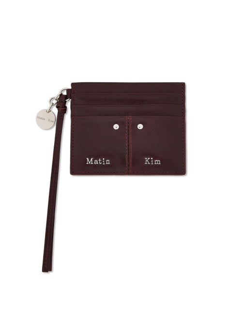 MATIN KIM MATIN KIM Steel Logo Rivet Card Wallet in Wine