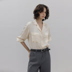 HUNCH Loose-Fit Open Collar Shirt (2color)