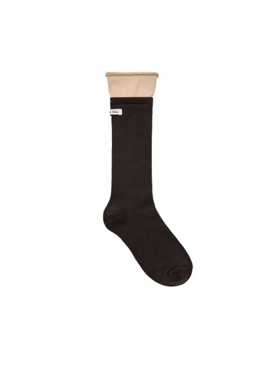 MATIN KIM Two Tone Layered Socks in Brown