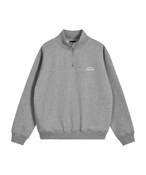 EMIS EMIS Half Zip-Up Logo Sweat Shirt - Melange Gray