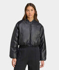 ADIDAS ADIDAS Faux Leather Bomber Jacket - Black