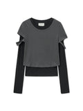 MATIN KIM MATIN KIM Layered Point Slim Top in Charcoal
