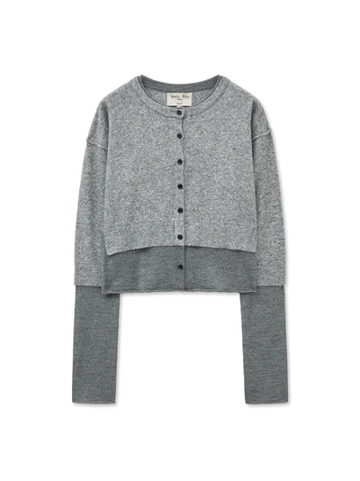 MATIN KIM Layered Texture Knit Cardigan