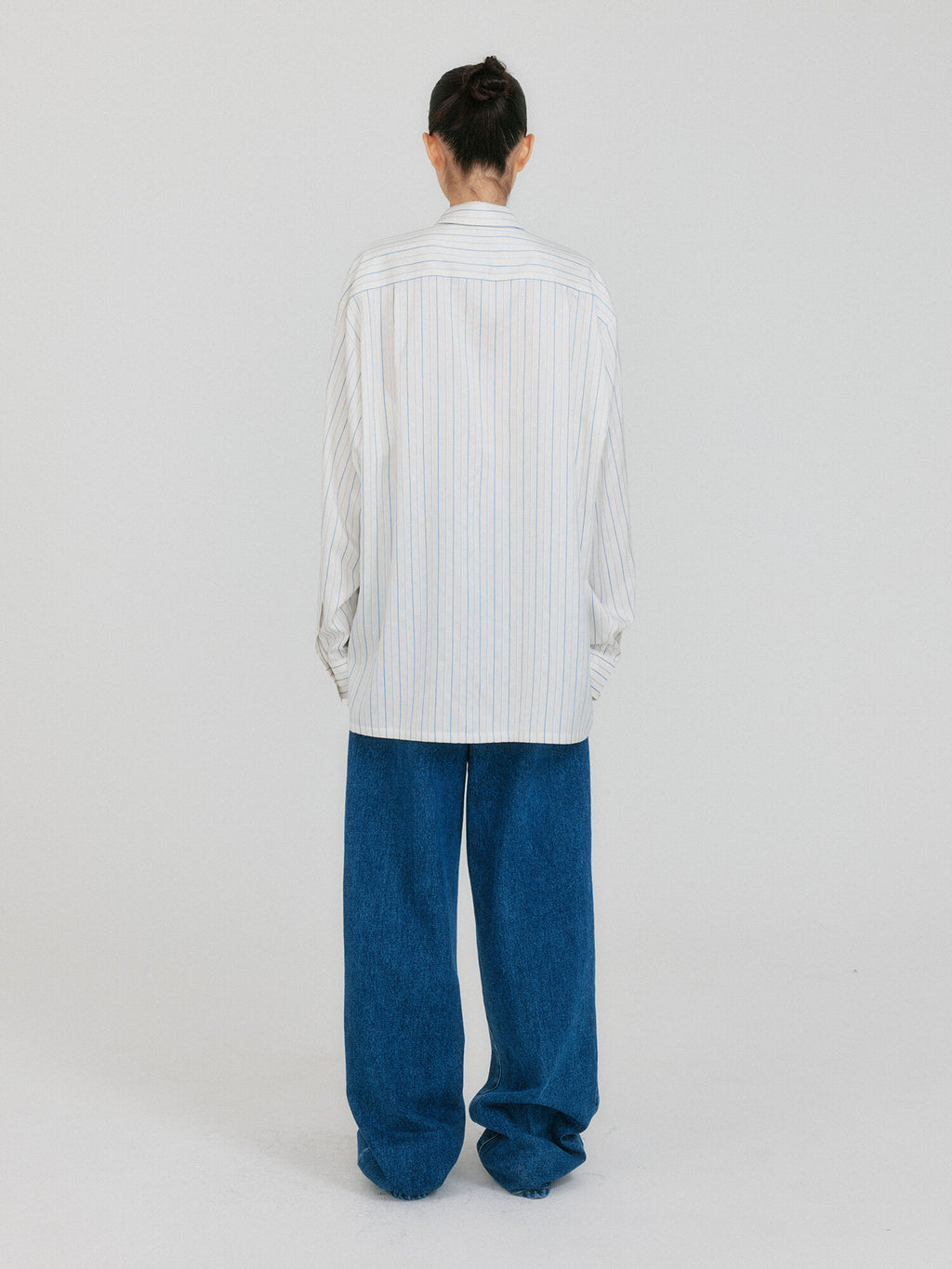 EENK ZANCY Oversized Shirt with Brooch - Ivory Stripe