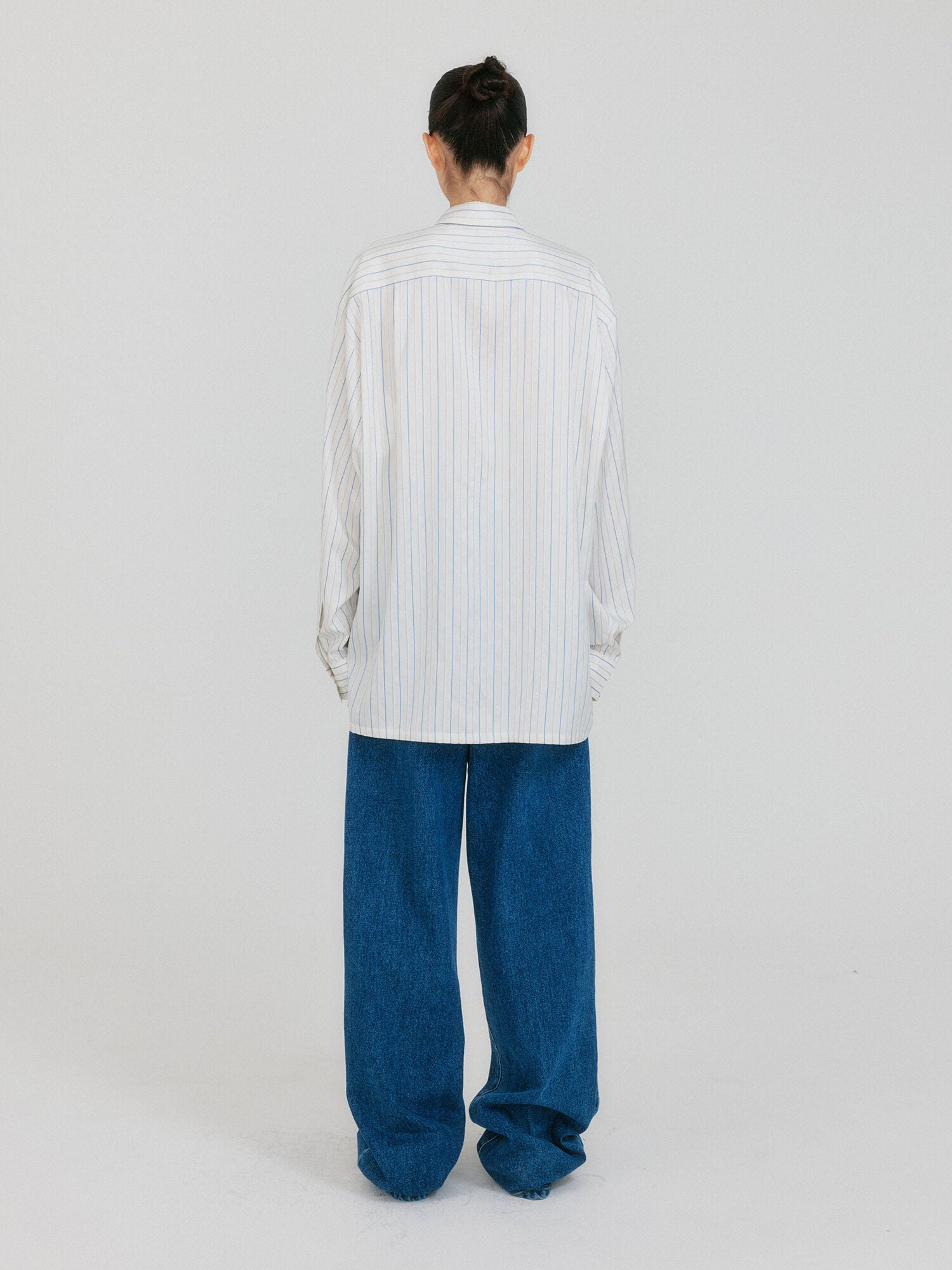 EENK ZANCY Oversized Shirt with Brooch - Ivory Stripe