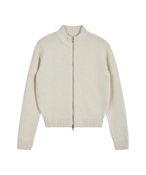 EMIS (W) HEART LOGO ZIP CARDIGAN-IVORY