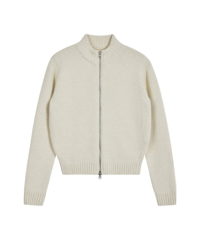 (W) HEART LOGO ZIP CARDIGAN-IVORY