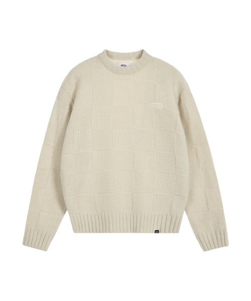 EMIS CHECK KNITTED PULLOVER-IVORY