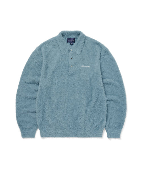 THISISNEVERTHAT THISISNEVERTHAT SCT-Logo Shaggy Knit Polo Light Blue