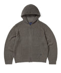 THISISNEVERTHAT THISISNEVERTHAT Crochet Knit Zip Up Hoodie Grey