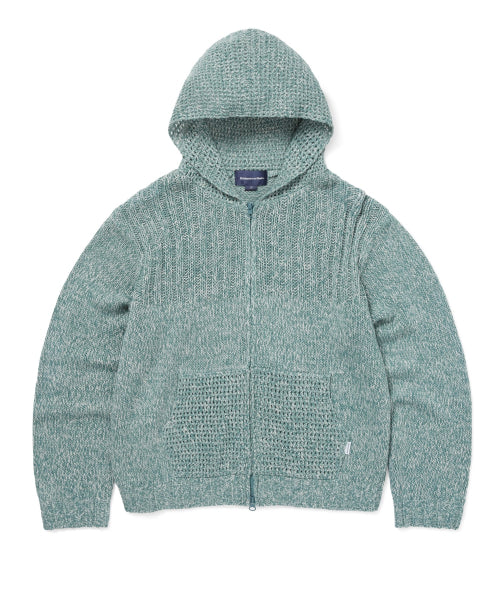 THISISNEVERTHAT THISISNEVERTHAT Crochet Knit Zip Up Hoodie Light Blue