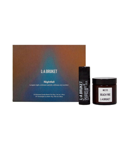 LA BRUKET Nightfall Lip Balm & Mini Candle Gift Set