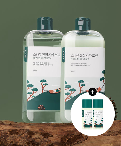 Round Lab For Men Pine Tree Soothing Cica Toner Lotion Large Set of 2 (+ 20ml toner/lotion included)