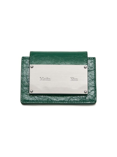 MATIN KIM MATIN KIM GLAZED ACCORDION WALLET Green