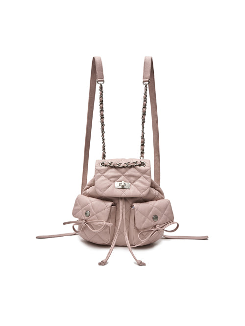 MATIN KIM MATIN KIM Double Pocket Quilting Mini Backpack in Pink