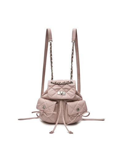 MATIN KIM Double Pocket Quilting Mini Backpack in Pink