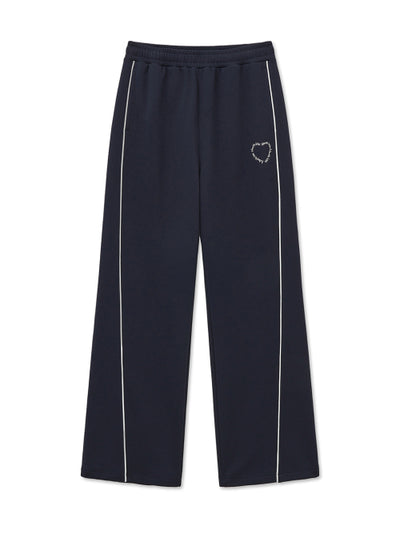 MATIN KIM Heart Logo Track Pants Navy