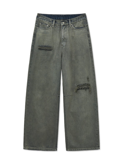 MATIN KIM Wide Denim Pants Smoke Blue