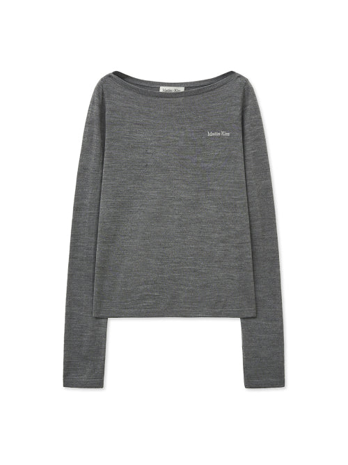 MATIN KIM MATIN KIM Essential Boat Neck Knit Top